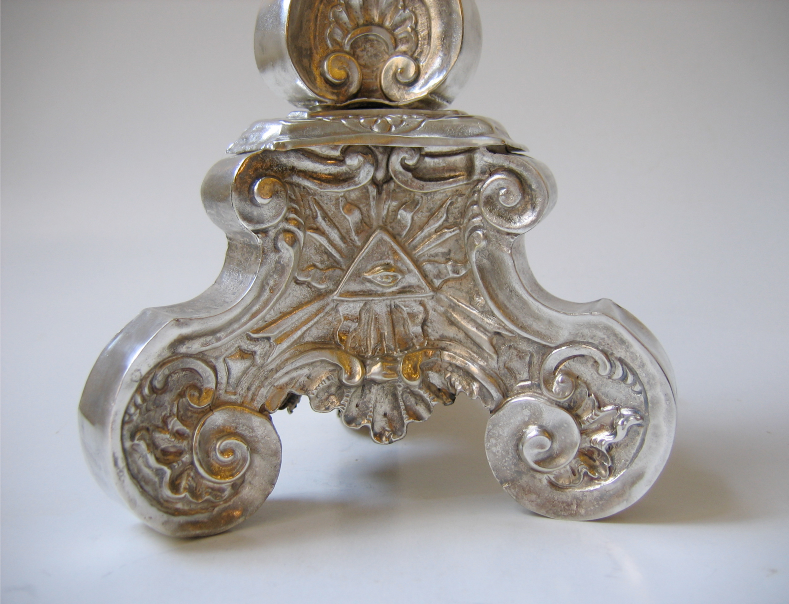Silver plated, embossed candlestick